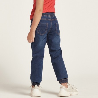 Juniors Solid Denim Pants with Pocket Detail and Drawstring