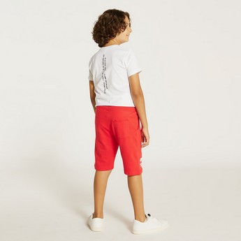 Mickey Mouse Print Shorts with Drawstring Closure and Pockets