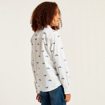 Juniors All-Over Printed Shirt with Long Sleeves