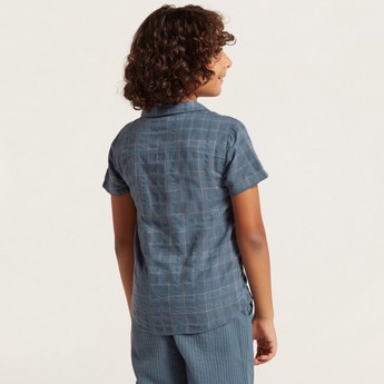Checked Shirt with Short Sleeves and Pocket Detail