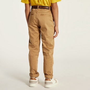 Juniors Solid Pants with Belt and Pockets