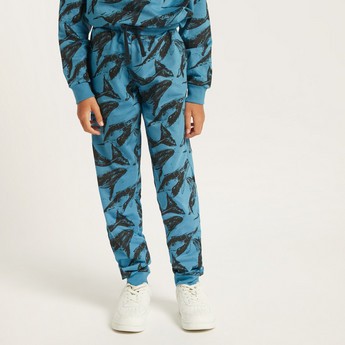 Juniors All-Over Printed Sweater and Jog Pants Set