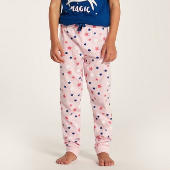 Juniors Unicorn Glitter Print Round Neck T-shirt and Pyjama Set