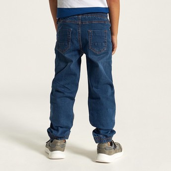 Juniors Solid Denim Pants with Drawstring Closure