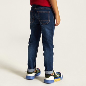 Juniors Solid Jeans with Pocket Detail and Belt Loops