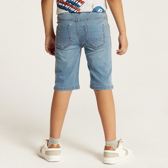 Juniors Denim Shorts with Pocket Detail and Drawstring Closure