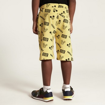 Disney Mickey Mouse Print Shorts with Drawstring Closure and Pockets