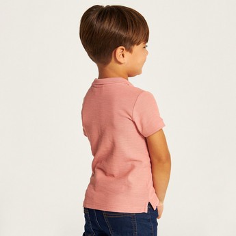 Juniors Solid Polo T-shirt with Short Sleeves and Button Closure