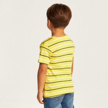 Juniors Striped Round Neck T-shirt with Short Sleeves