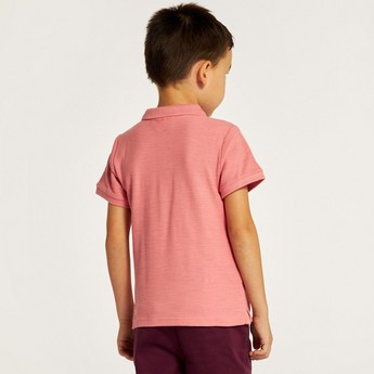 Juniors Solid Polo T-shirt with Short Sleeves and Button Closure