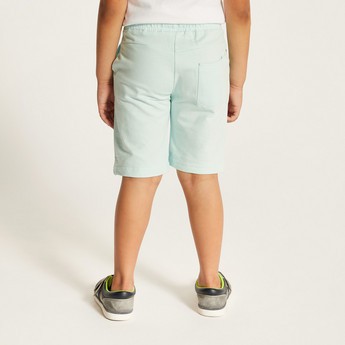 Juniors Solid Mid-Rise Shorts with Drawstring Closure and Pockets