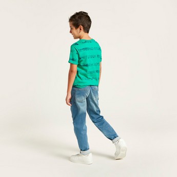 Juniors Solid Denim Jeans with Drawstring Closure and Pockets