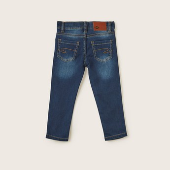 Lee Cooper Solid Denim Jeans with Pockets and Button Closure