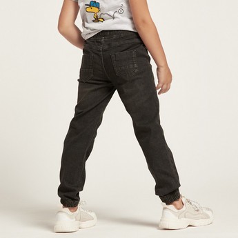 Juniors Solid Denim Pants with Pocket Detail and Drawstring