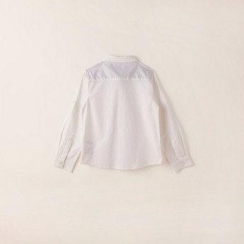 Juniors Solid Shirt with Long Sleeves and Pocket Detail