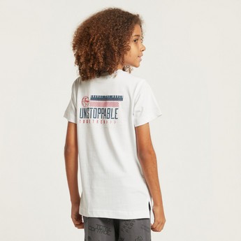 Juniors Graphic Print T-shirt with Short Sleeves