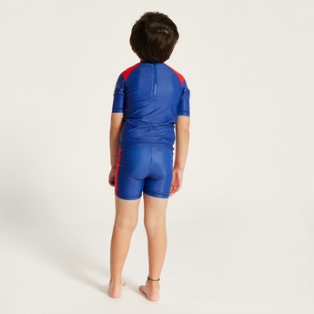 Spider-Man Print Rash Guard and Swim Shorts Set