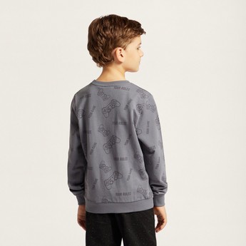 Juniors All-Over Printed Sweatshirt with Long Sleeves