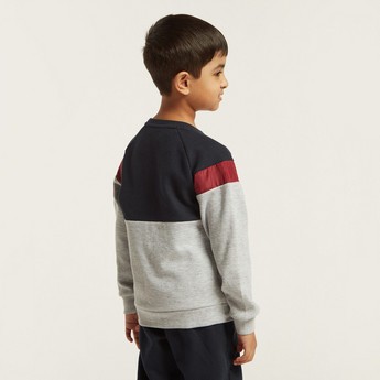 XYZ Panelled Pullover with Long Sleeves and Pockets