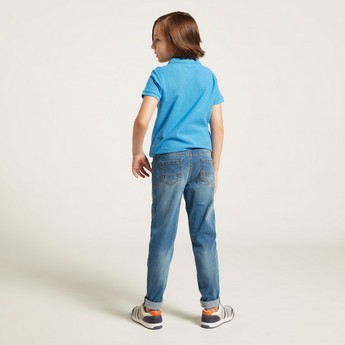 Juniors Slim Fit Denim Jeans with Pockets and Button Closure