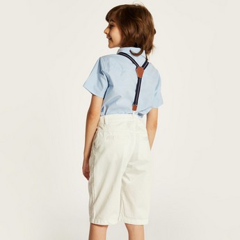 Juniors Solid Shorts with Suspenders and Pockets