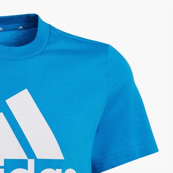 adidas Logo Print Crew Neck T-shirt with Short Sleeves