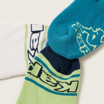 Kappa Logo Print Ankle Length Socks - Set of 3