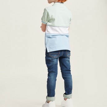 Juniors Solid Denim Pants with Button Closure and Pockets