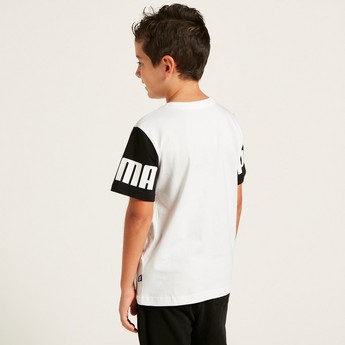 PUMA Colourblock Printed T-shirt with Short Sleeves