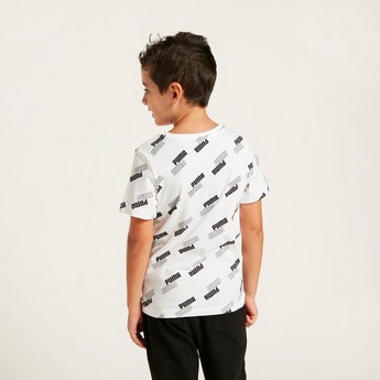 PUMA ALl-Over Logo Print T-shirt with Short Sleeves