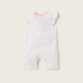 Giggles Heart Print Romper with Cap Sleeves