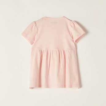 Giggles Textured A-line Dress with Short Sleeves