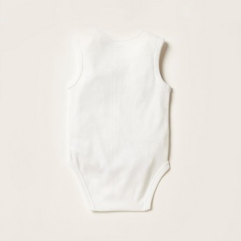 Juniors Solid Sleeveless Bodysuit with Button Closure