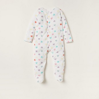 Juniors Printed Sleepsuit with Long Sleeves and Button Closure - Set of 3