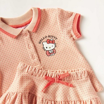 Sanrio Hello Kitty Print Polo T-shirt and Skirt Set