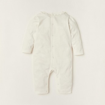 Giggles Sleepsuit with Round Neck and Lace Detail