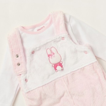 Juniors Embroidered T-shirt and Dungaree Set