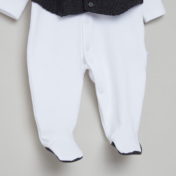 Giggles Textured Closed Feet Sleepsuit with Long Sleeves