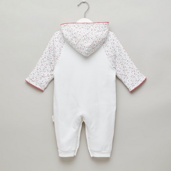 Juniors Printed Open Feet Sleepsuit with Hood and Long Sleeves