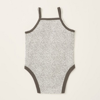 Juniors All-Over Printed Bodysuit with Snap Closure