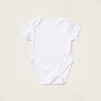 Love Earth Solid Organic Bodysuit with Round Neck - Set of 5