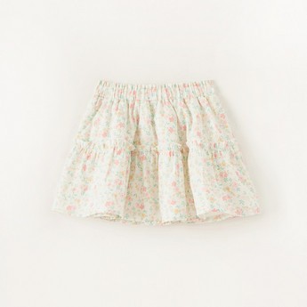 Giggles Floral Print Tiered Skirt with Elasticised Waistband