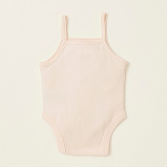 Giggles Solid Sleeveless Bodysuit with Lace Detail and Press Button Closure