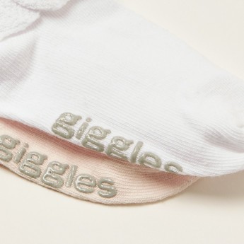 Giggles Solid Socks with Lace Detail - Set of 2