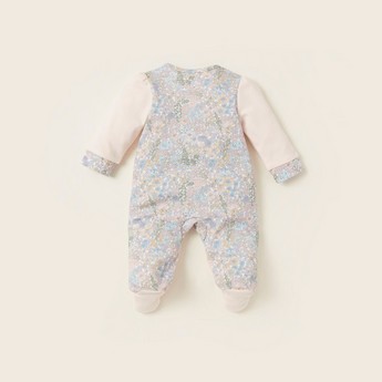 Juniors Floral Print Closed Feet Sleepsuit with Long Sleeves