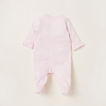 Juniors Printed Closed Feet Sleepsuit with Long Sleeves and Ruffle Detail