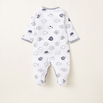 Juniors All-Over Printed Closed Feet Sleepsuit with Long Sleeves