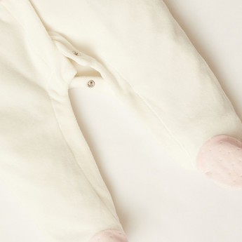 Juniors Rabbit Embroidered Closed Feet Sleepsuit with Long Sleeves