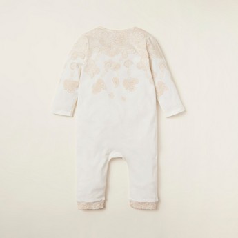 Giggles Printed Sleepsuit with Long Sleeves and Snap Button Closure