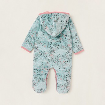 Juniors All-Over Printed Closed Feet Sleepsuit with Long Sleeves and Hood